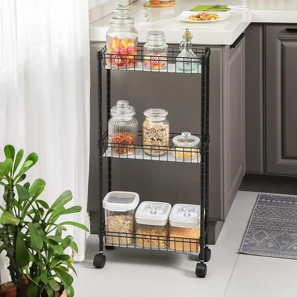 Clearance SONGMICS Étagères fine 3 niveaux noir