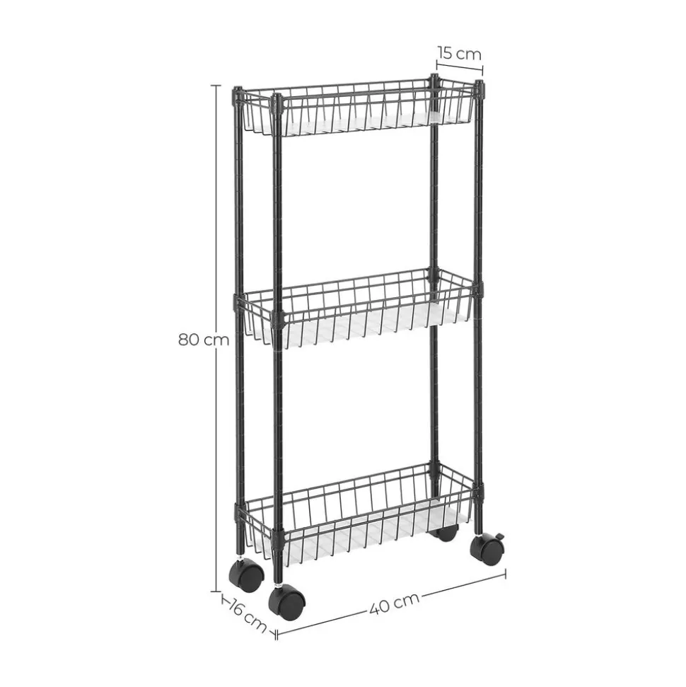 Clearance SONGMICS Étagères fine 3 niveaux noir