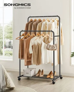 Best SONGMICS Étendoir à linge acier inoxydable hauteur 150 cm blanc et argent Noir