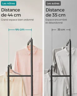 Best SONGMICS Étendoir à linge acier inoxydable hauteur 150 cm blanc et argent Noir