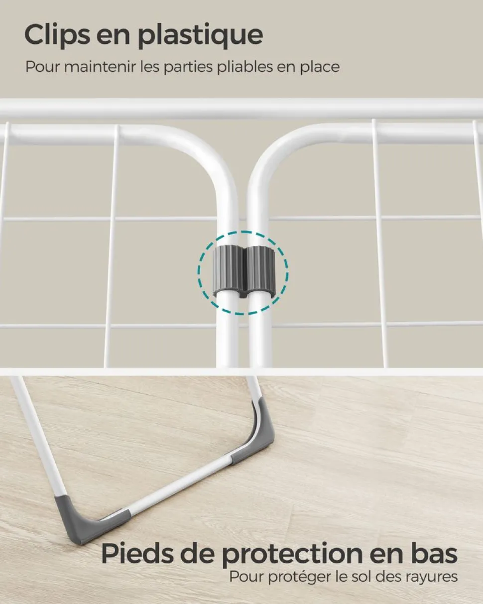 Outlet SONGMICS Étendoir à linge en métal blanc