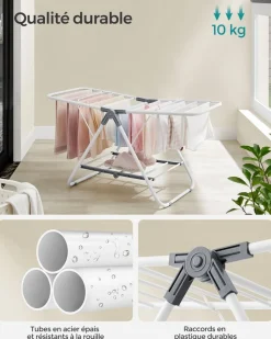 Clearance SONGMICS Étendoir à Linge Séchoir Pliable blanc