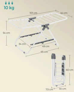 Clearance SONGMICS Étendoir à Linge Séchoir Pliable blanc
