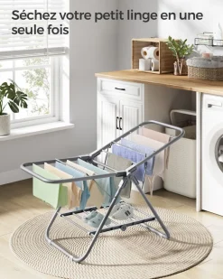 Clearance SONGMICS Étendoir à Linge Séchoir Pliable blanc