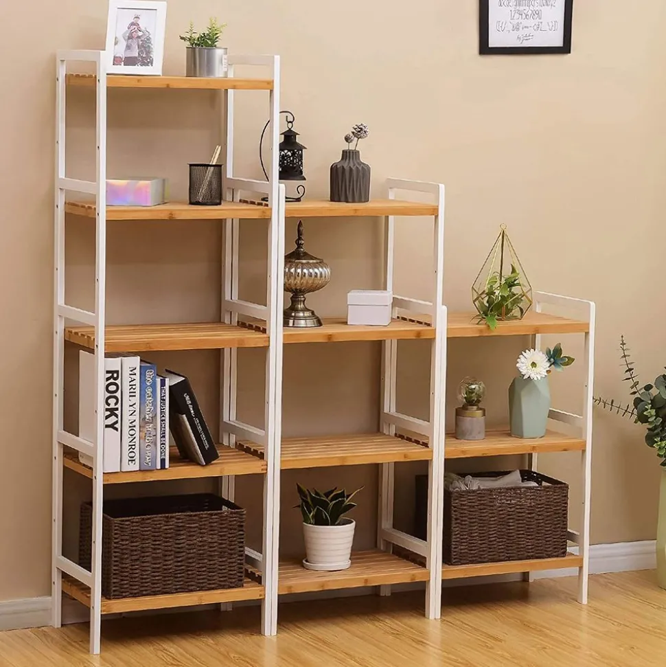 Fashion SONGMICS Tour 4 niveaux bambou Blanc