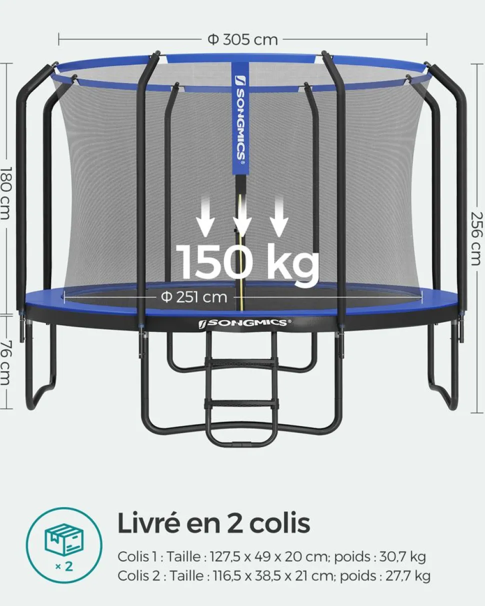 Cheap SONGMICS Trampoline Ø 183 cm bleu