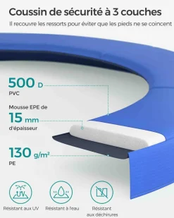 Clearance SONGMICS Trampoline Ø 427 cm noir bleu