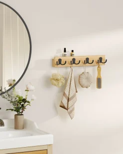 Shop SONGMICS Tringle vêtement murale 68 kg 30,4 x 170 x 7 cm en acier noir