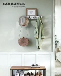 Shop SONGMICS Tringle vêtement murale 68 kg 30,4 x 170 x 7 cm en acier noir