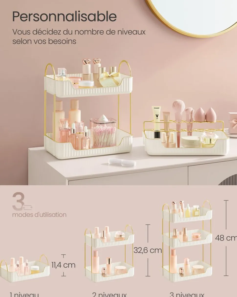 Hot SONGMICS Valise de maquillage 4-en-1 Argent