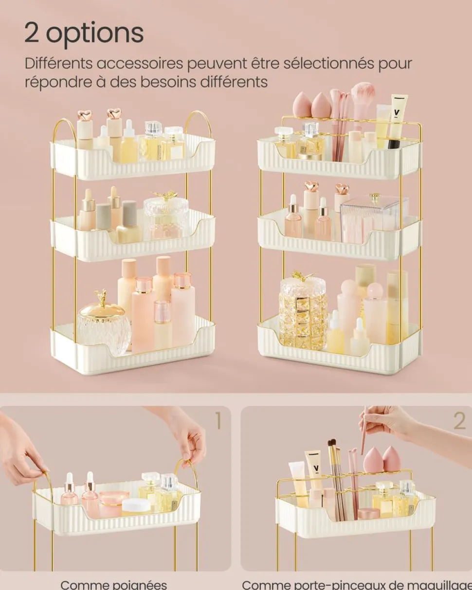 Hot SONGMICS Valise de maquillage 4-en-1 Argent