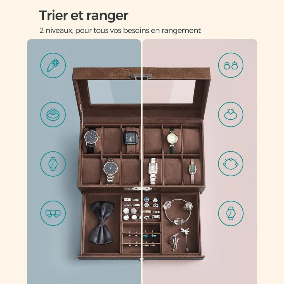 Store SONGMICS Valise maquillage croco Noir