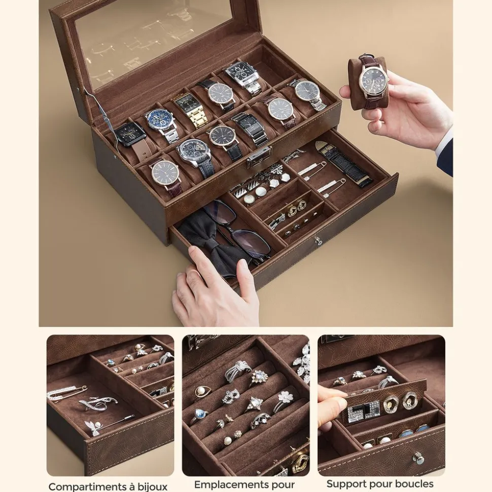 Store SONGMICS Valise maquillage croco Noir